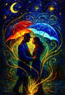 Двоє під парасолем.